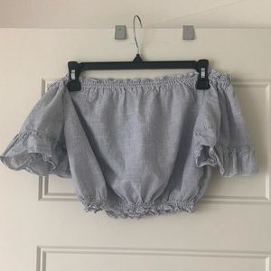 Brandy Melville Off Shoulder Crop Short Sleeve Top